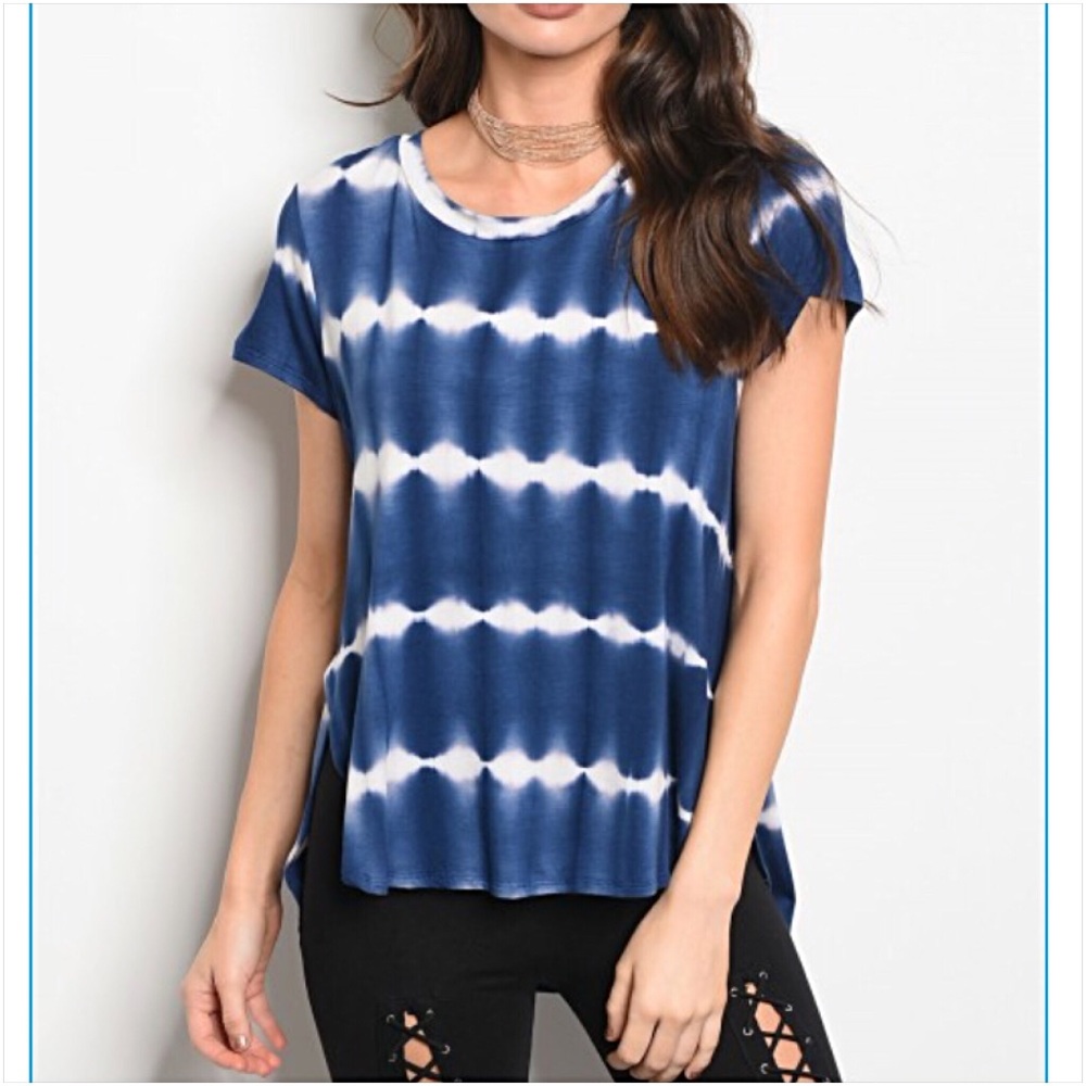 📍SALE Indigo TieDye Hi Low Tunic Top Tee SML - Picture 3 of 6